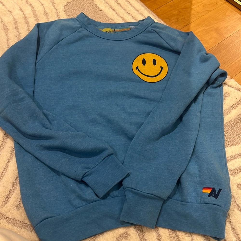 Blue Aviator Nation Smile Crewneck